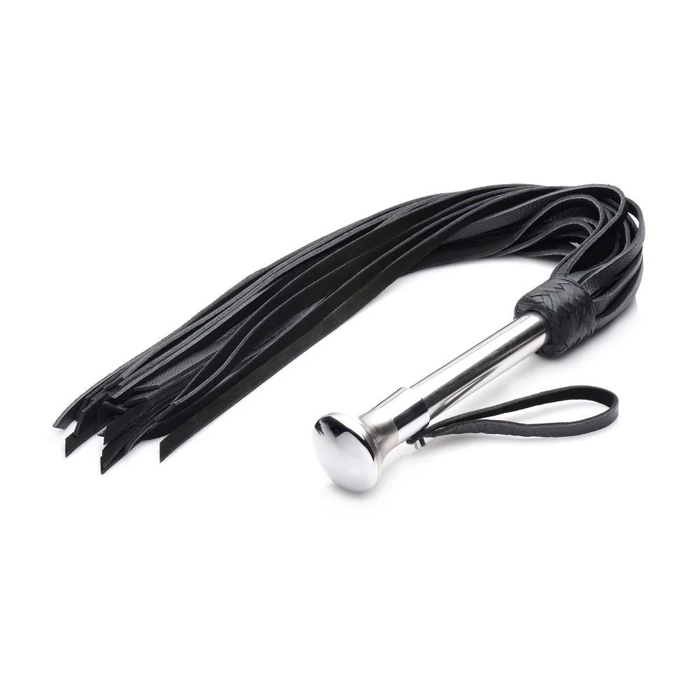 Leather Flogger with Stainless Steel Handle - Image 2