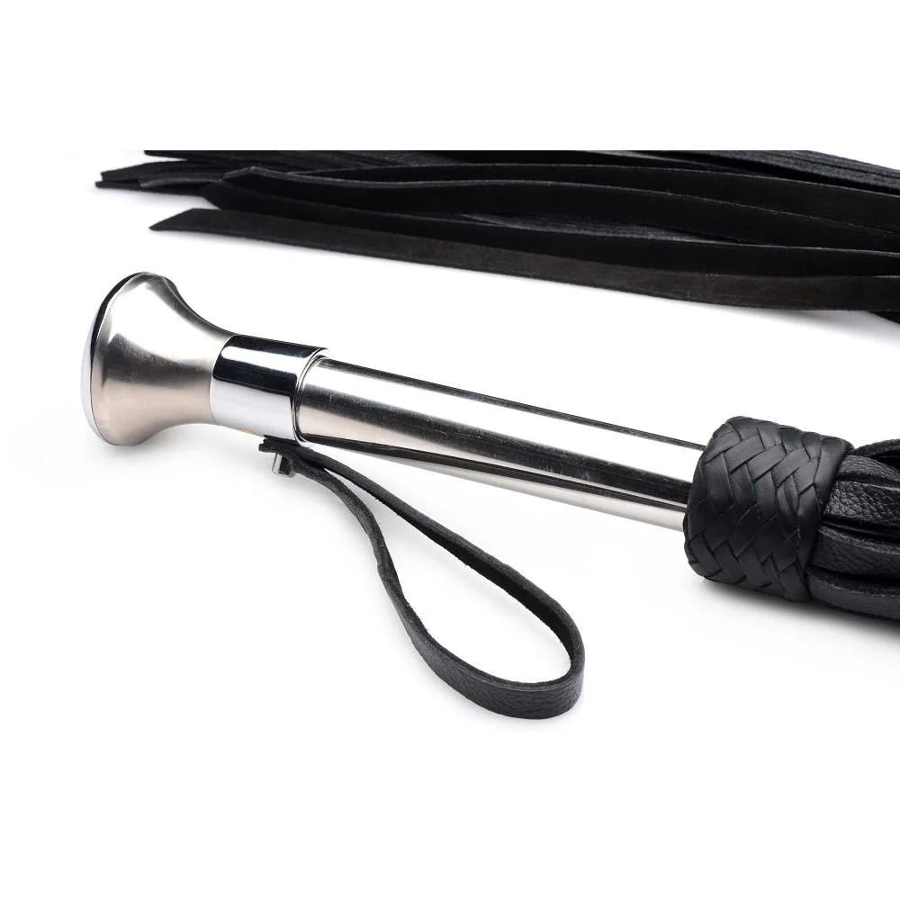 Leather Flogger with Stainless Steel Handle - Image 3