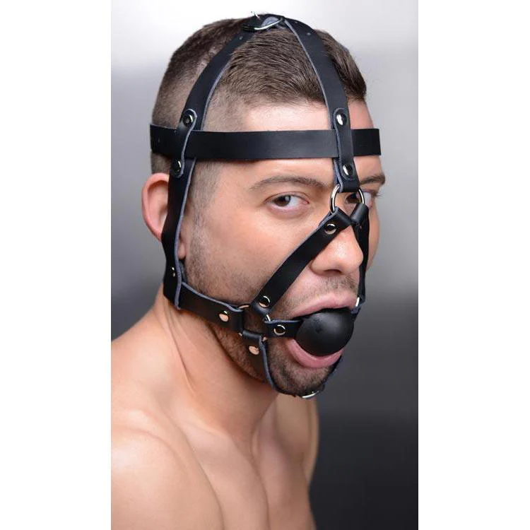 Leather Head Harness with Ball Gag - Image 2