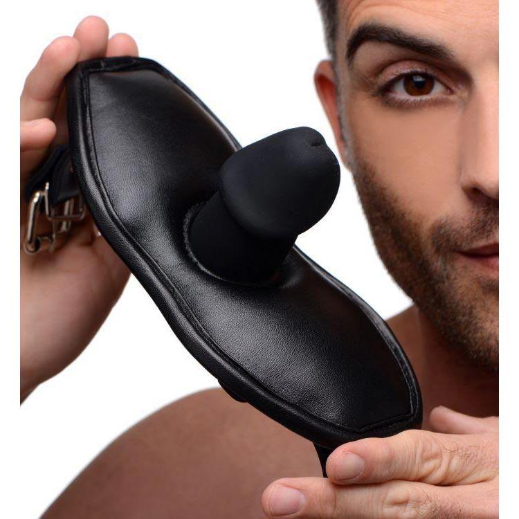 Leather Padded Silicone Penis Mouth Gag - Image 4