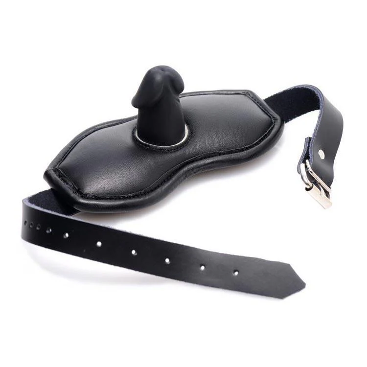 Leather Padded Silicone Penis Mouth Gag - Image 6