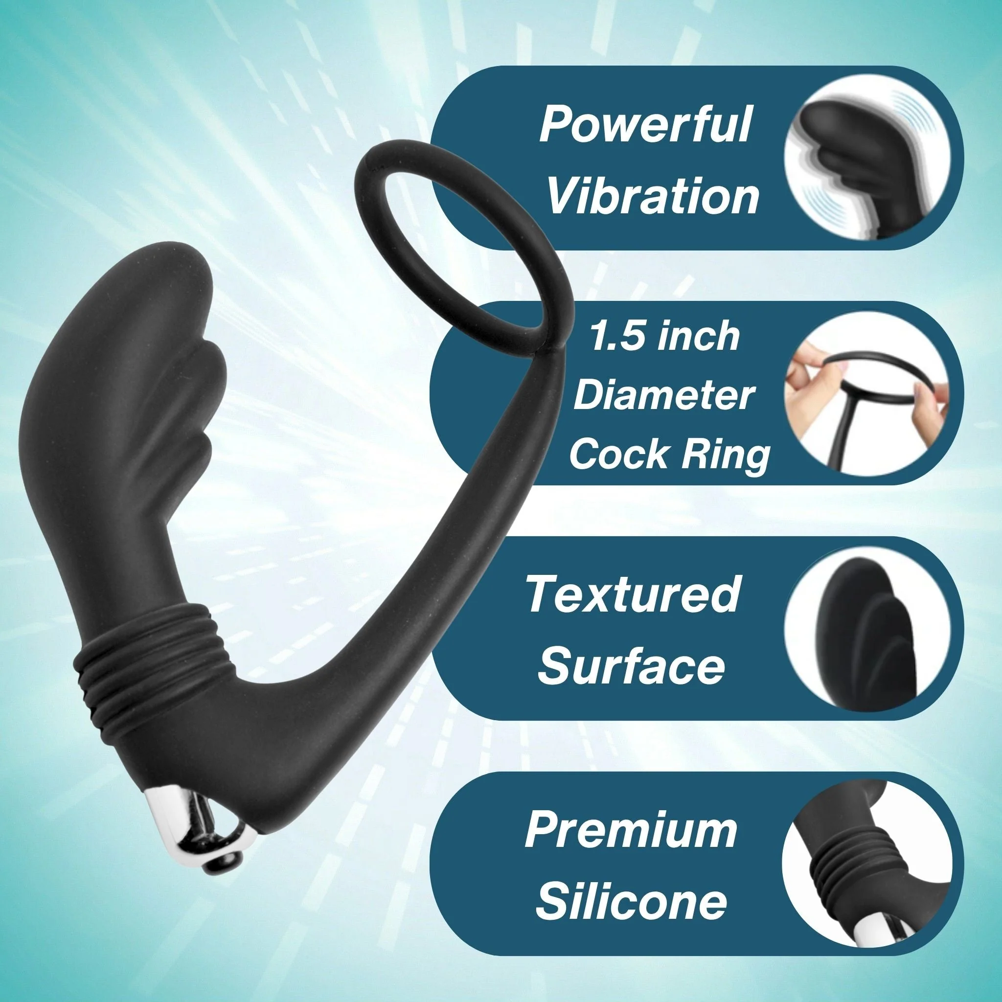 Nova Silicone Cock Ring and Prostate Vibe - Image 5