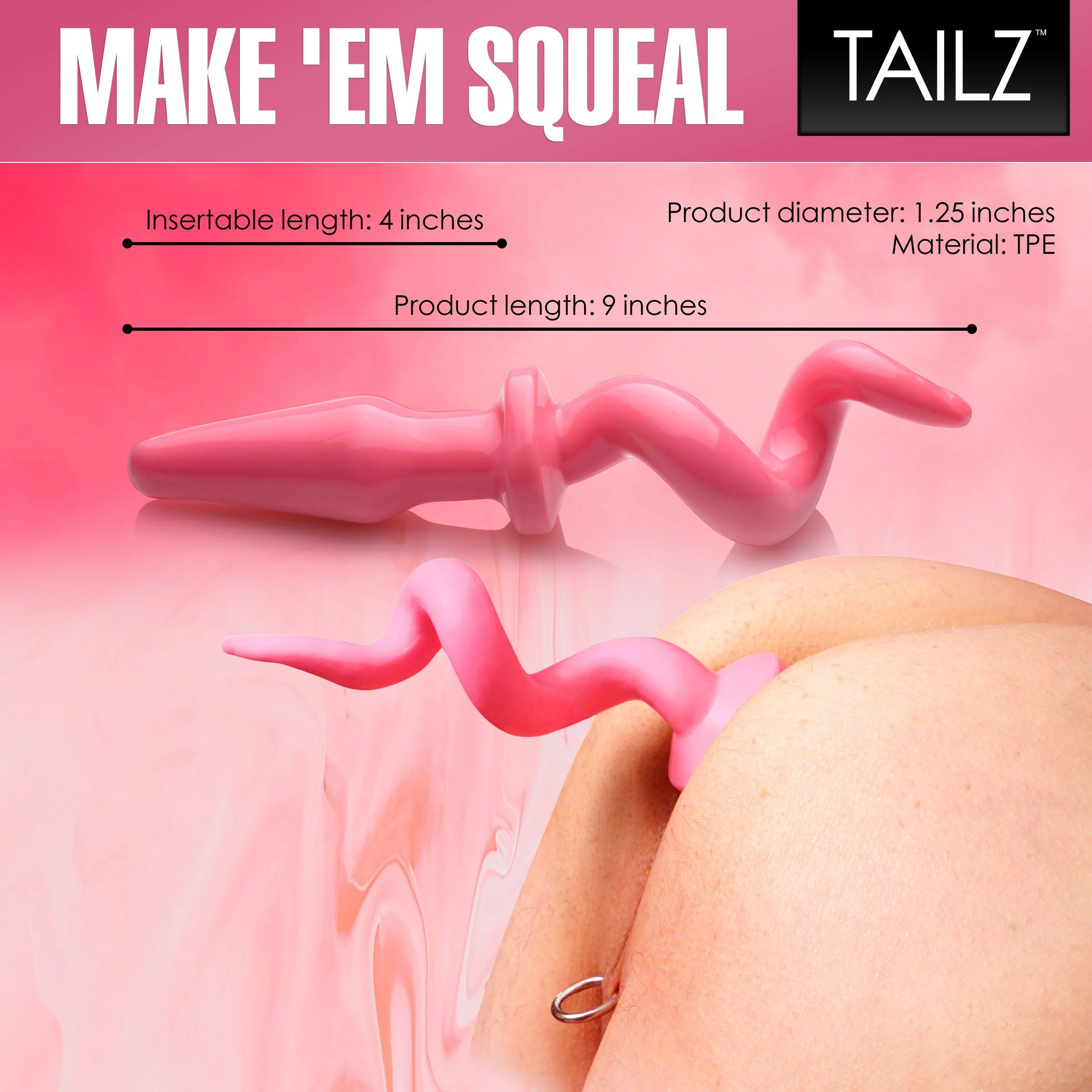 Pink Pig Tail Butt Plug - Image 5