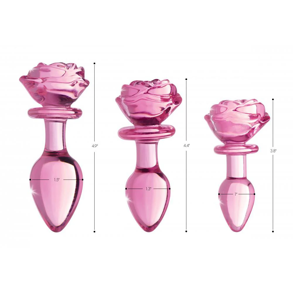 Pink Rose Glass Anal Plug - Image 2