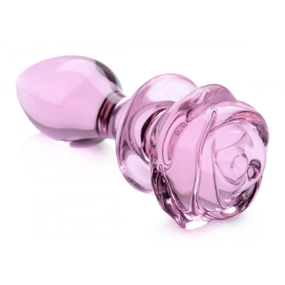Pink Rose Glass Anal Plug - Image 3
