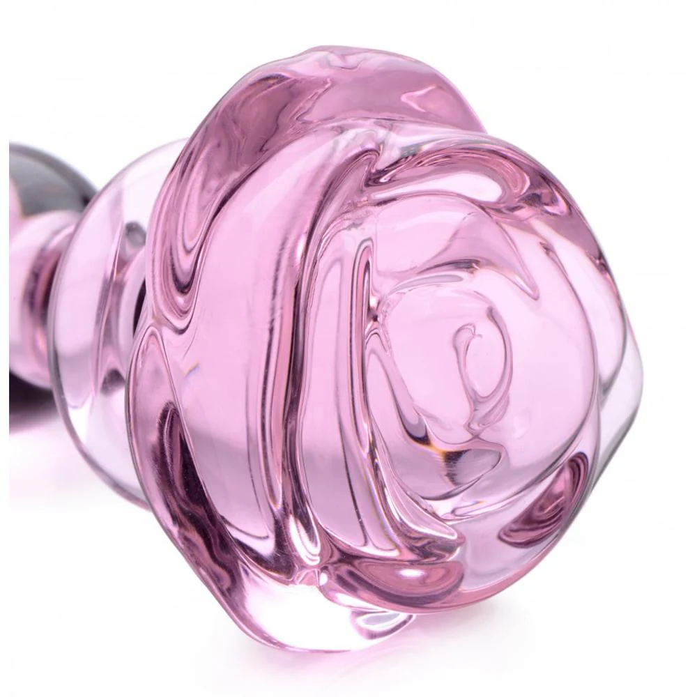 Pink Rose Glass Anal Plug - Image 4