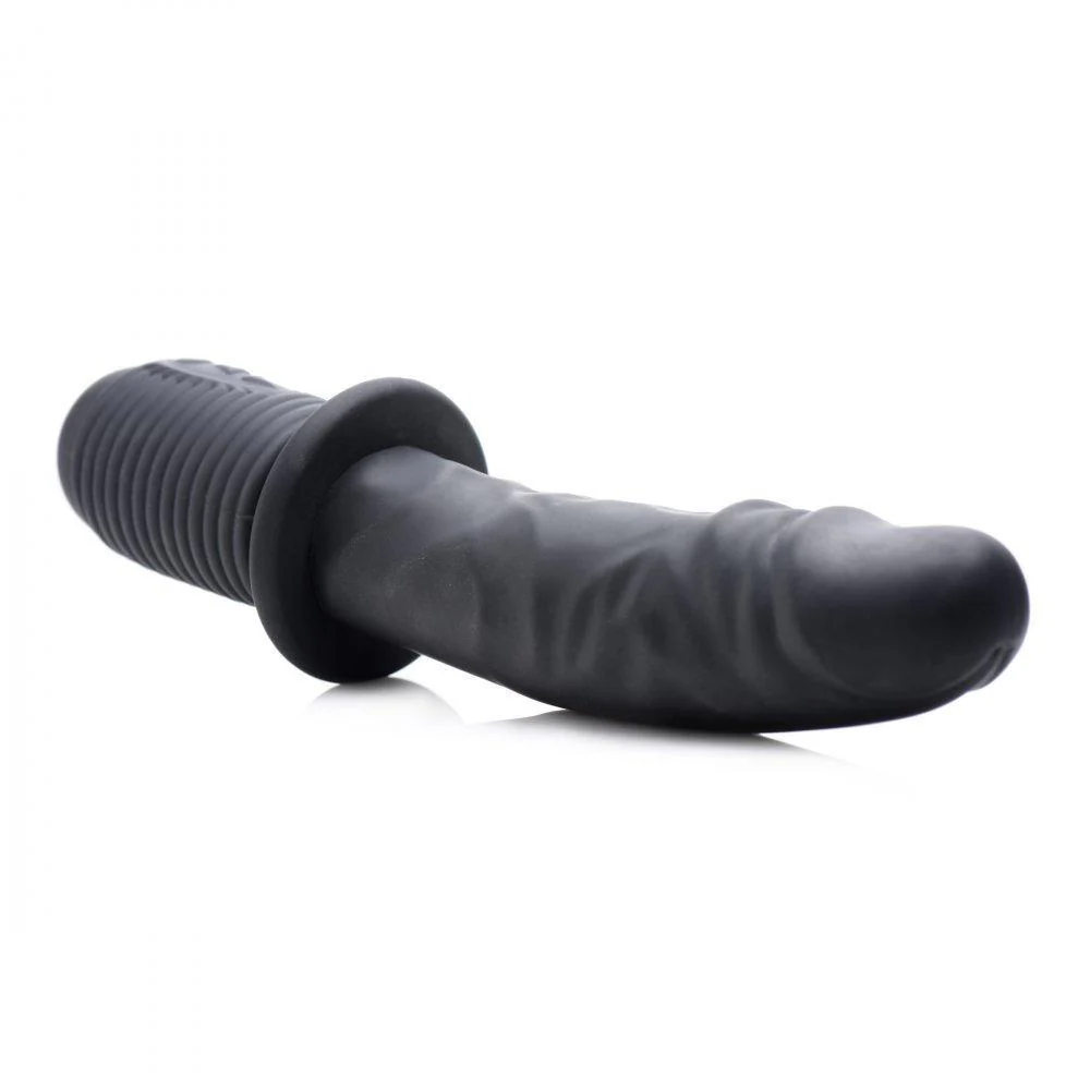 Power Pounder Vibrating and Thrusting Silicone Dildo - Black - Image 5