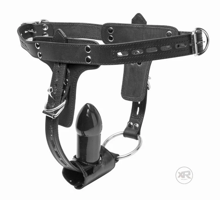Premium Locking Leather Cock Ring and Anal Plug Harness - Image 6