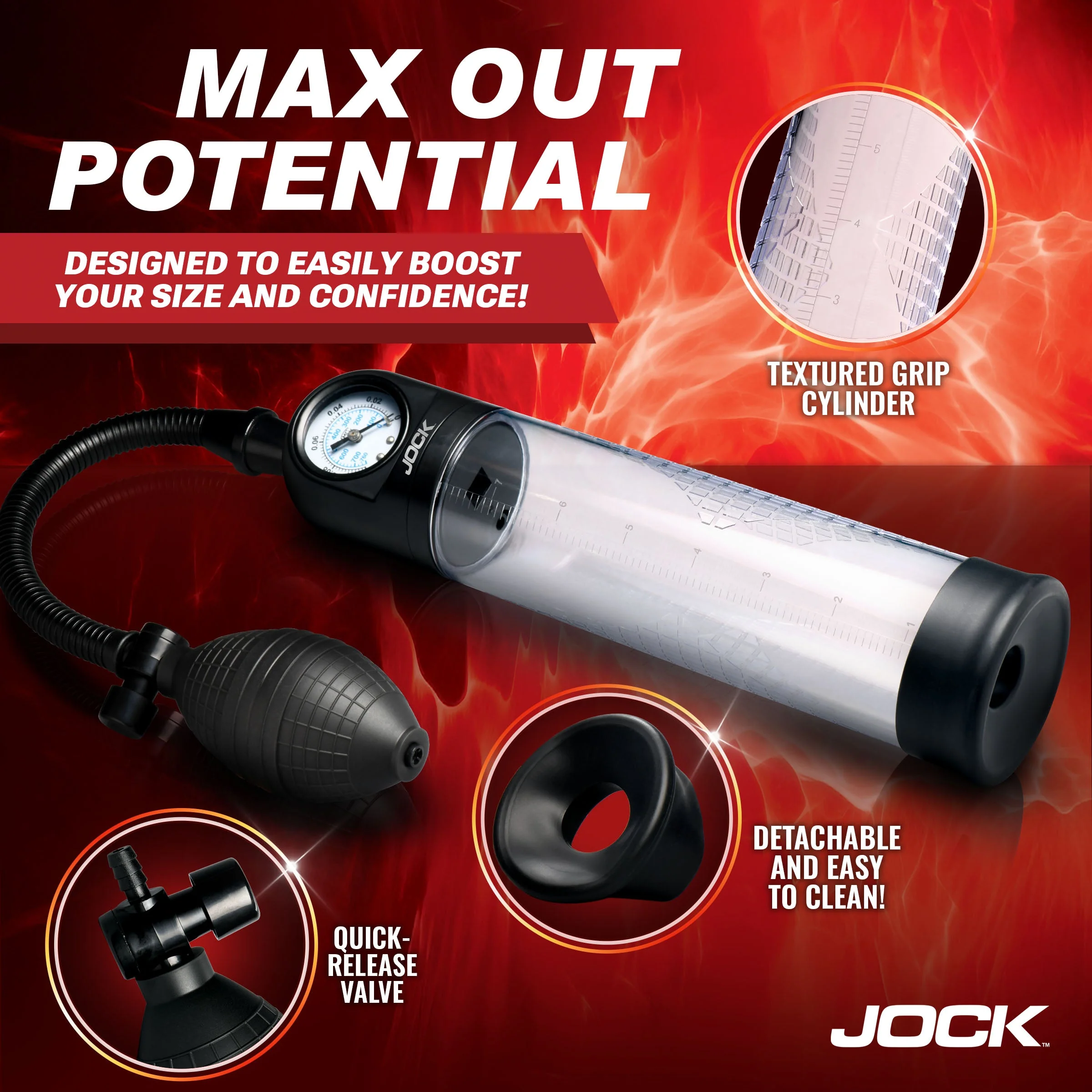 Pump Up Gauge Penis Pump with Bulb - Image 3
