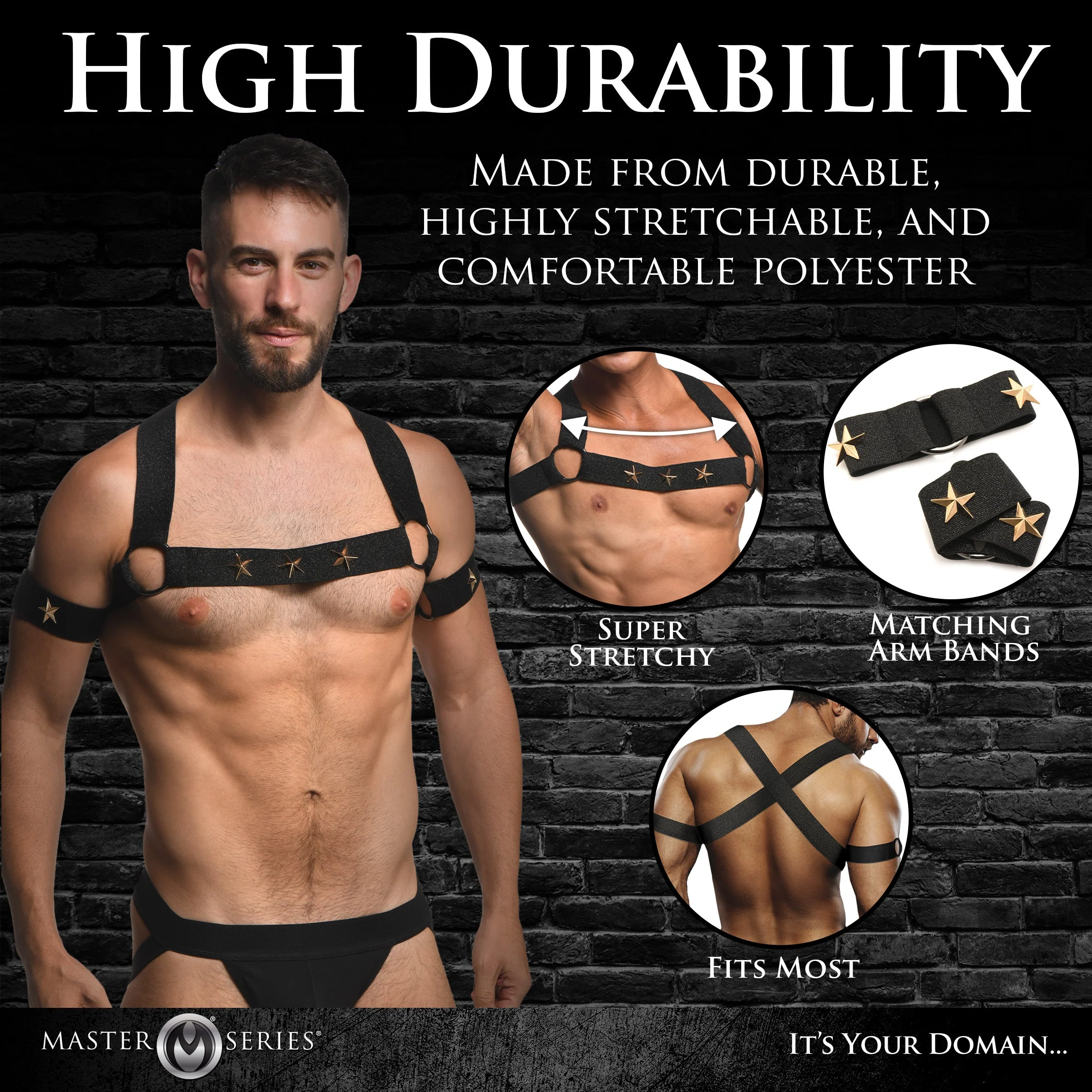 Rave Harness Elastic Chest Harness with Arm Bands - Image 3