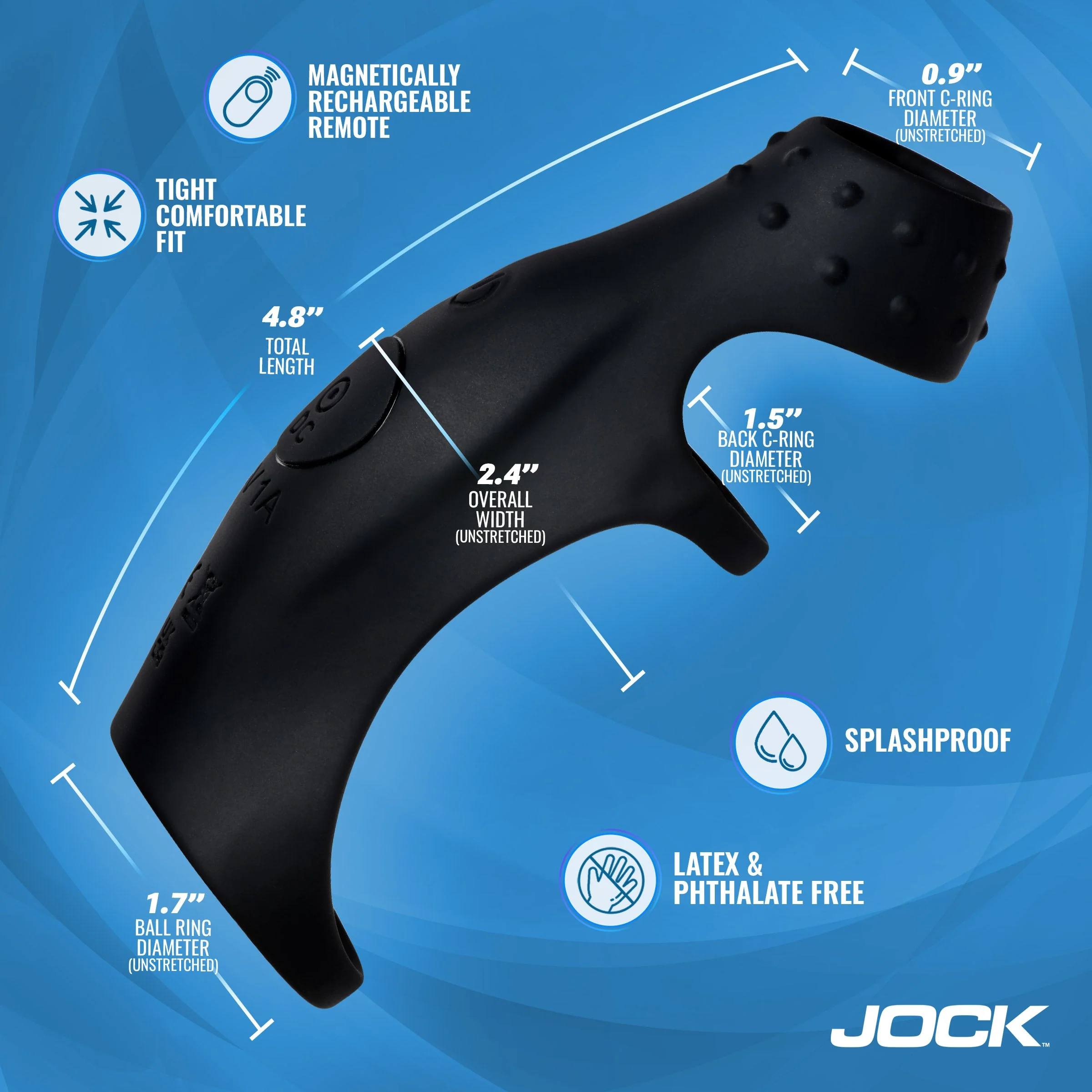 Rush Vibrating Penis Sleeve C-Ring w/ Remote - Image 3