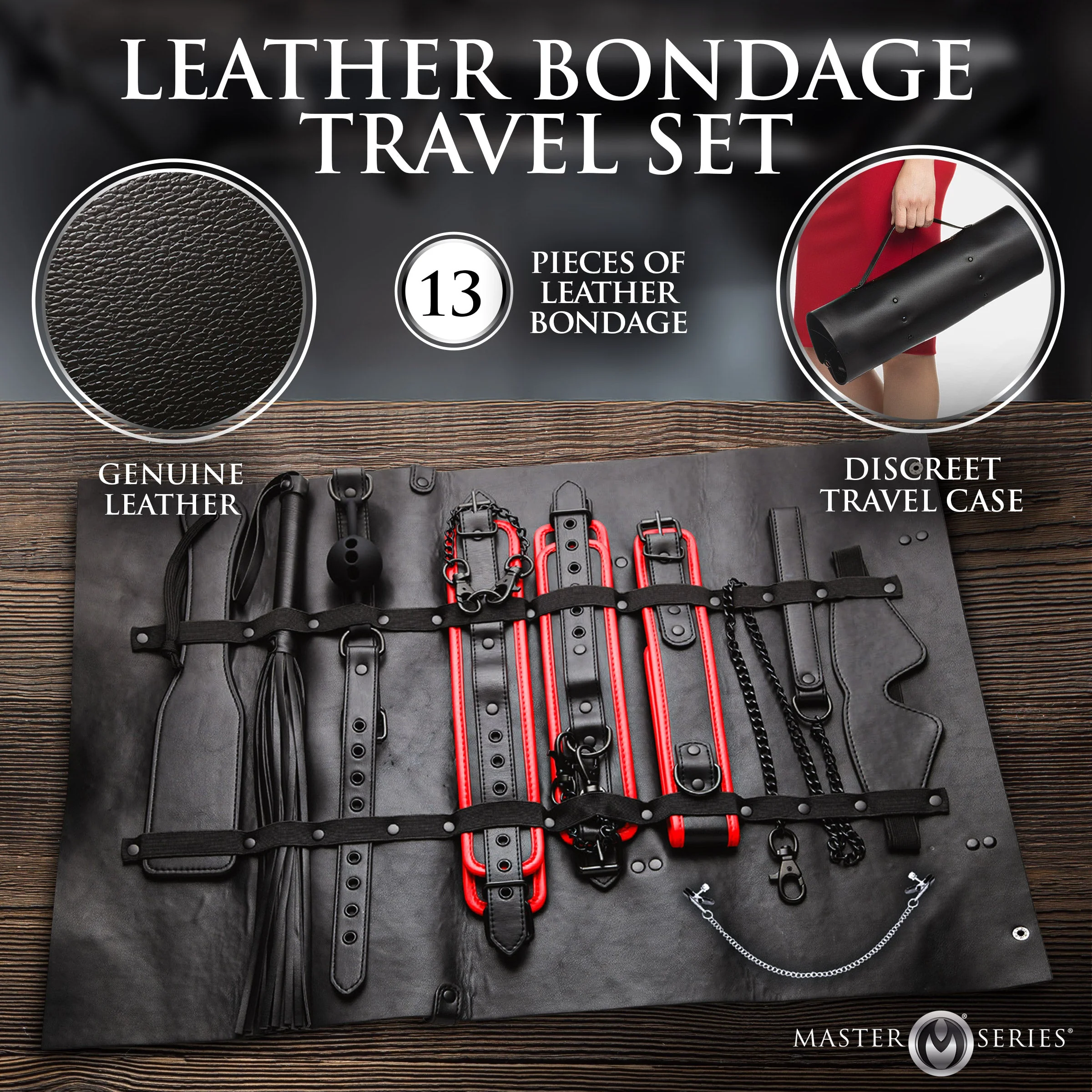 Scarlet Seduction Leather Bondage Travel Set - Image 4
