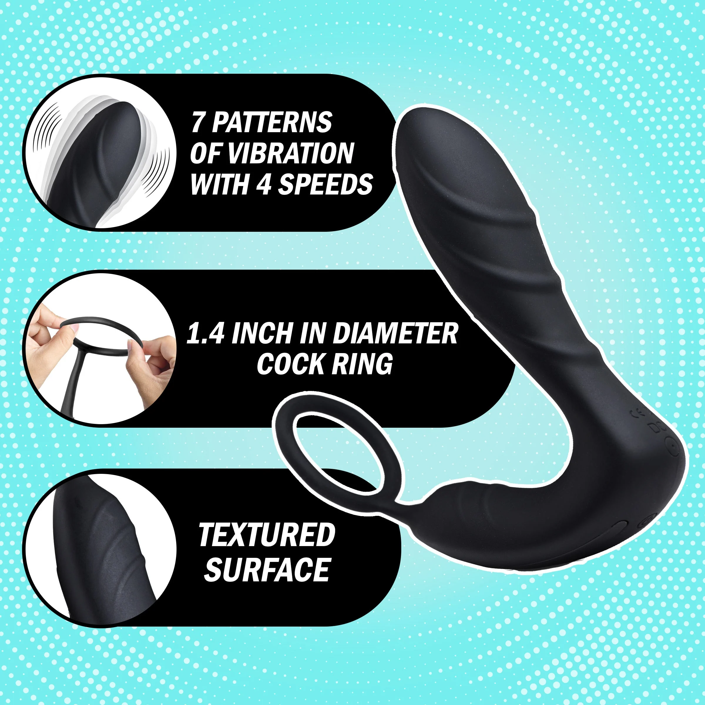 Silicone Prostate Vibrator and Strap with Remote Control - Image 3
