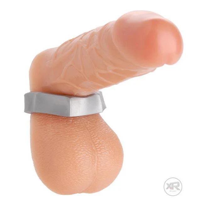 Silver Hex Cock Ring and Ball Stretcher - Image 3
