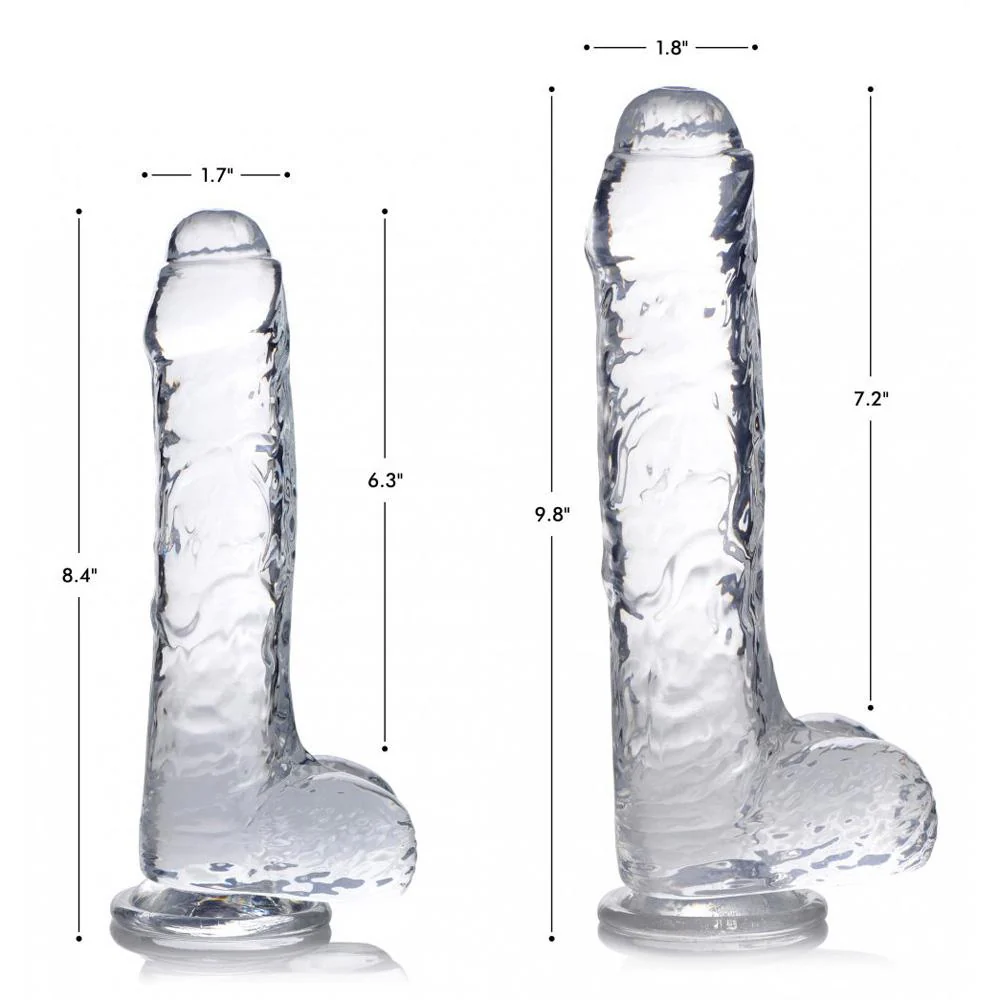 Slim C-Thru Clear Dildo with Balls - Image 2