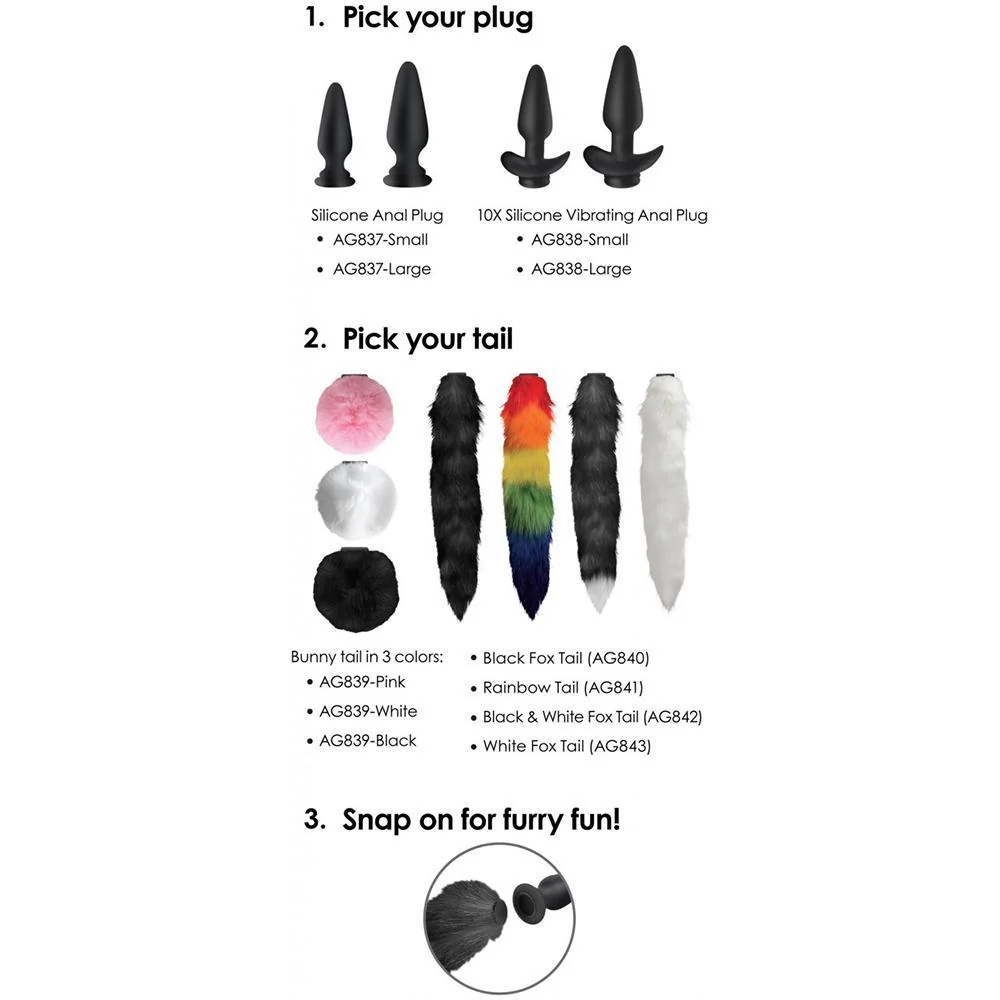Small Vibrating Anal Plug with Interchangeable Fox Tail - Image 3