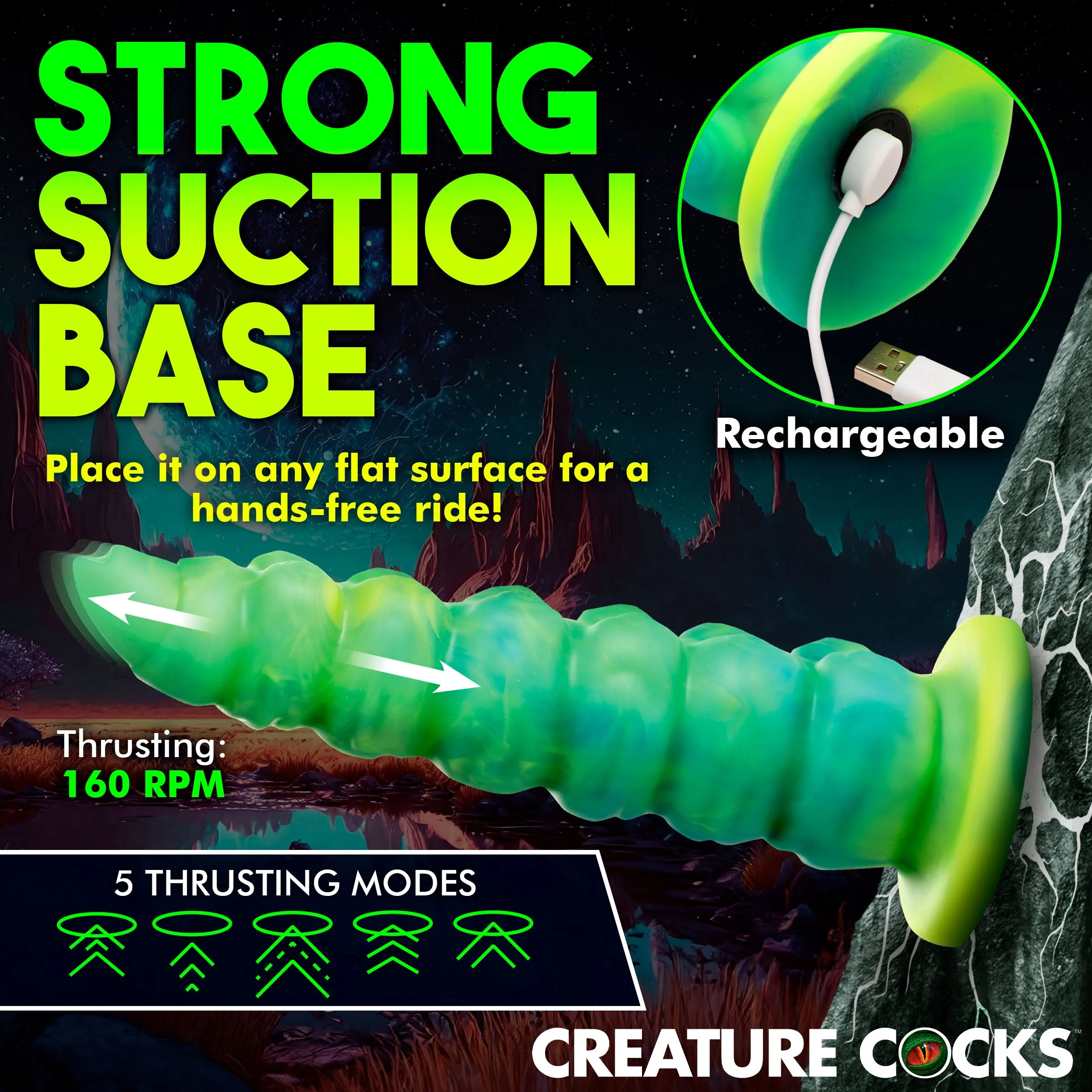 Squirmer Thrusting and Vibrating Silicone Dildo - Image 7