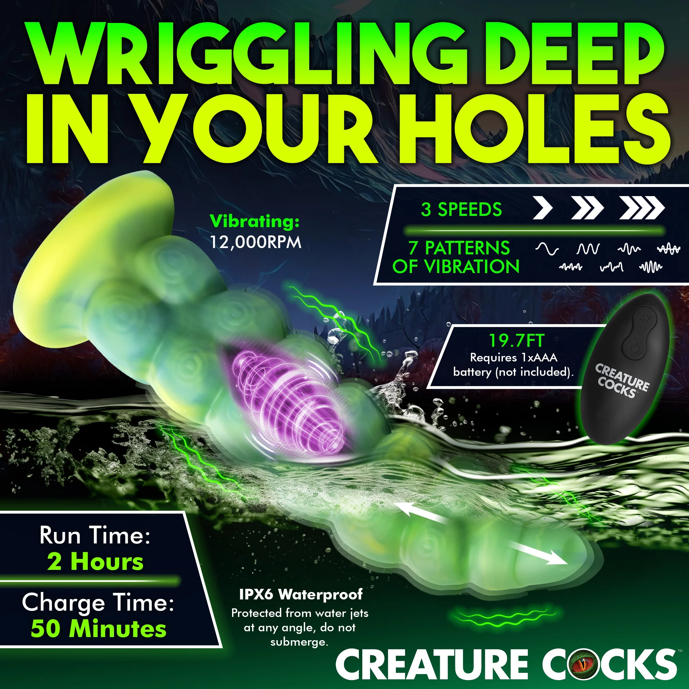 Squirmer Thrusting and Vibrating Silicone Dildo - Image 8