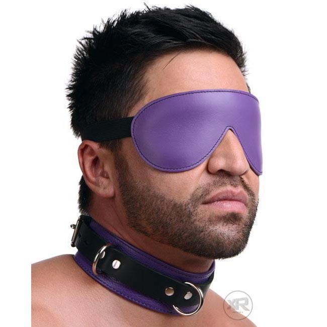 Strict Leather Black and Purple Deluxe Locking Collar - Image 3