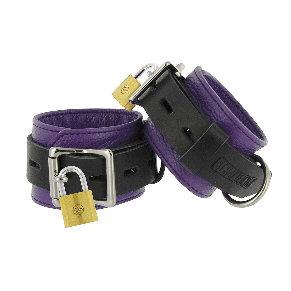 Strict Leather Black and Purple Deluxe Locking Restraints - Image 2