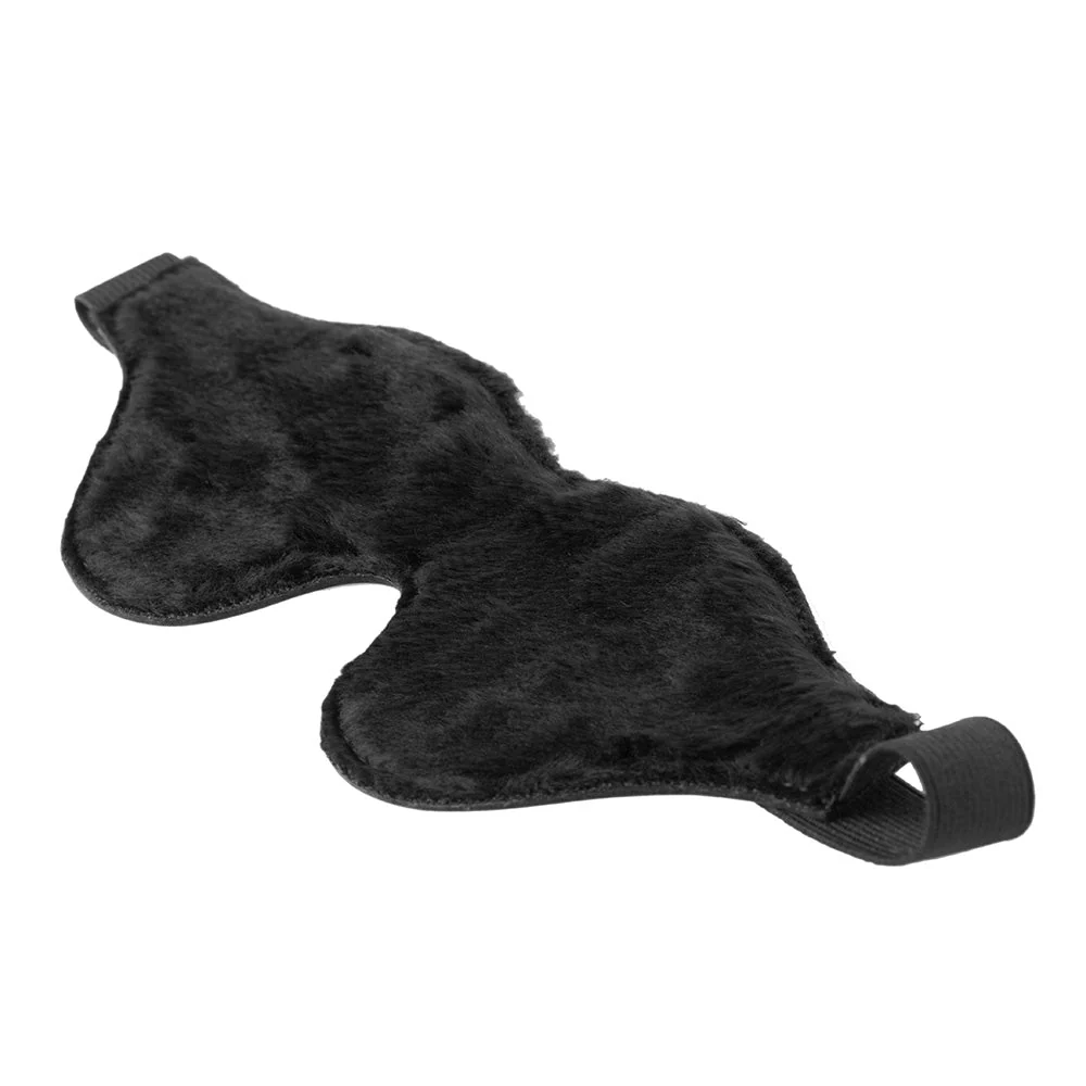 Strict Leather Black Fleece Lined Blindfold - Image 3