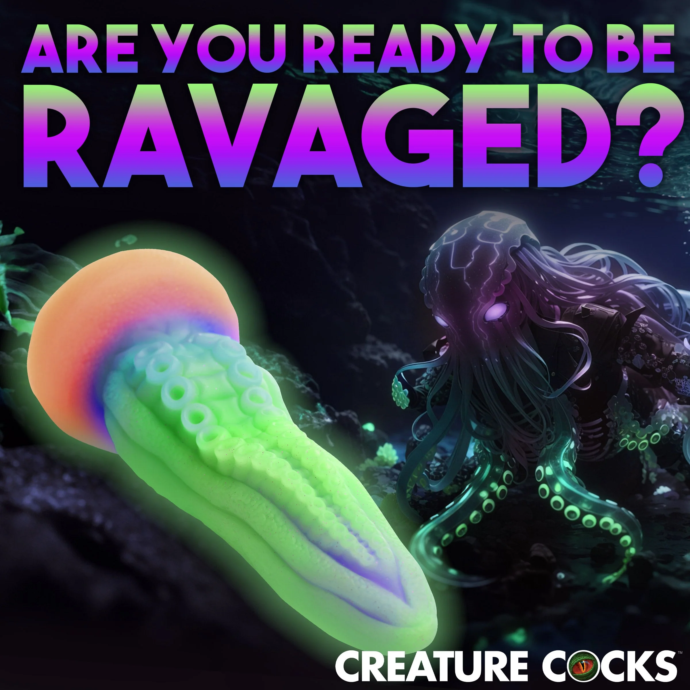 Tenta-Cock Glow-in-the-Dark Silicone Dildo - Image 3