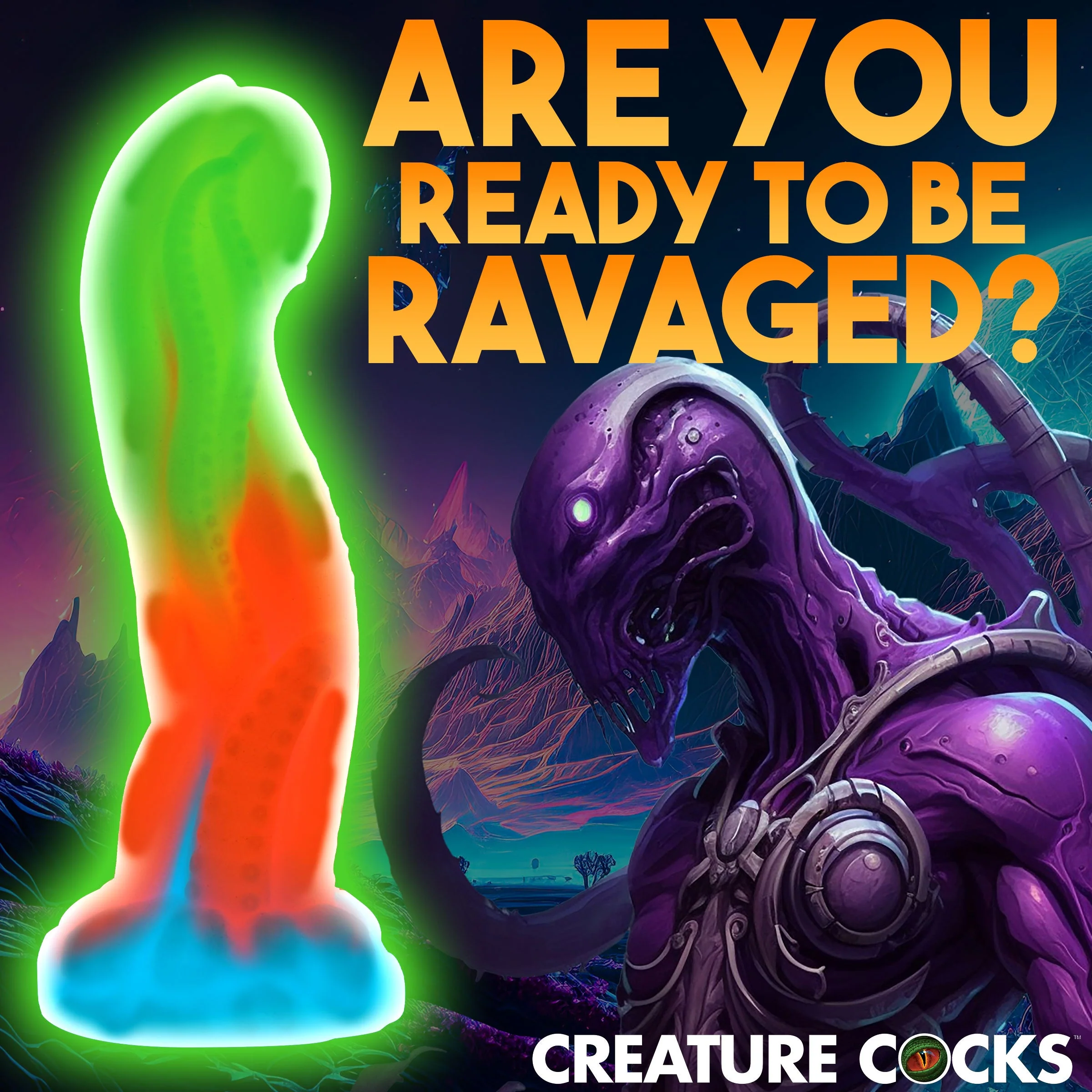 Tenta-Glow Glow-In-The-Dark Silicone Dildo - Image 3