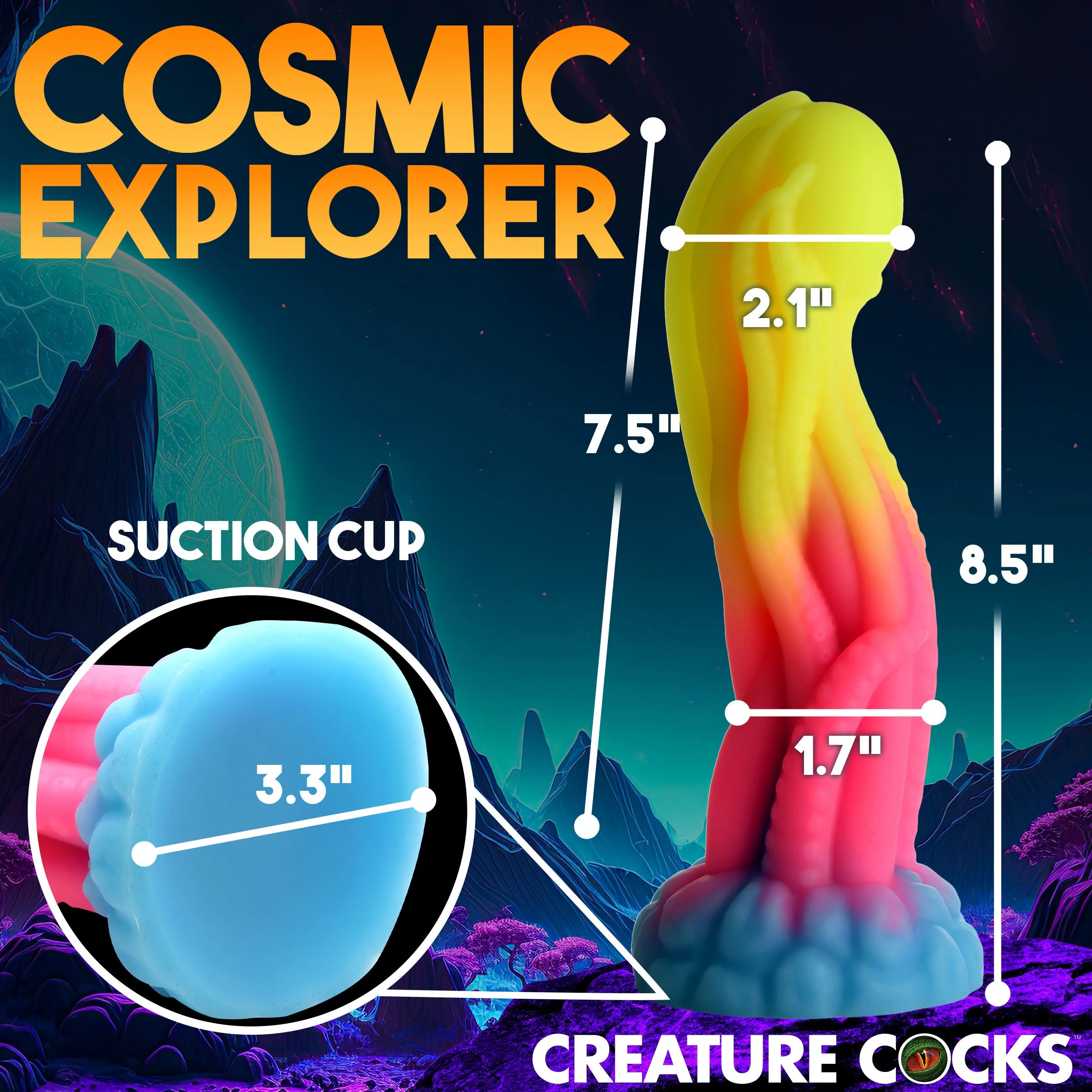 Tenta-Glow Glow-In-The-Dark Silicone Dildo - Image 4