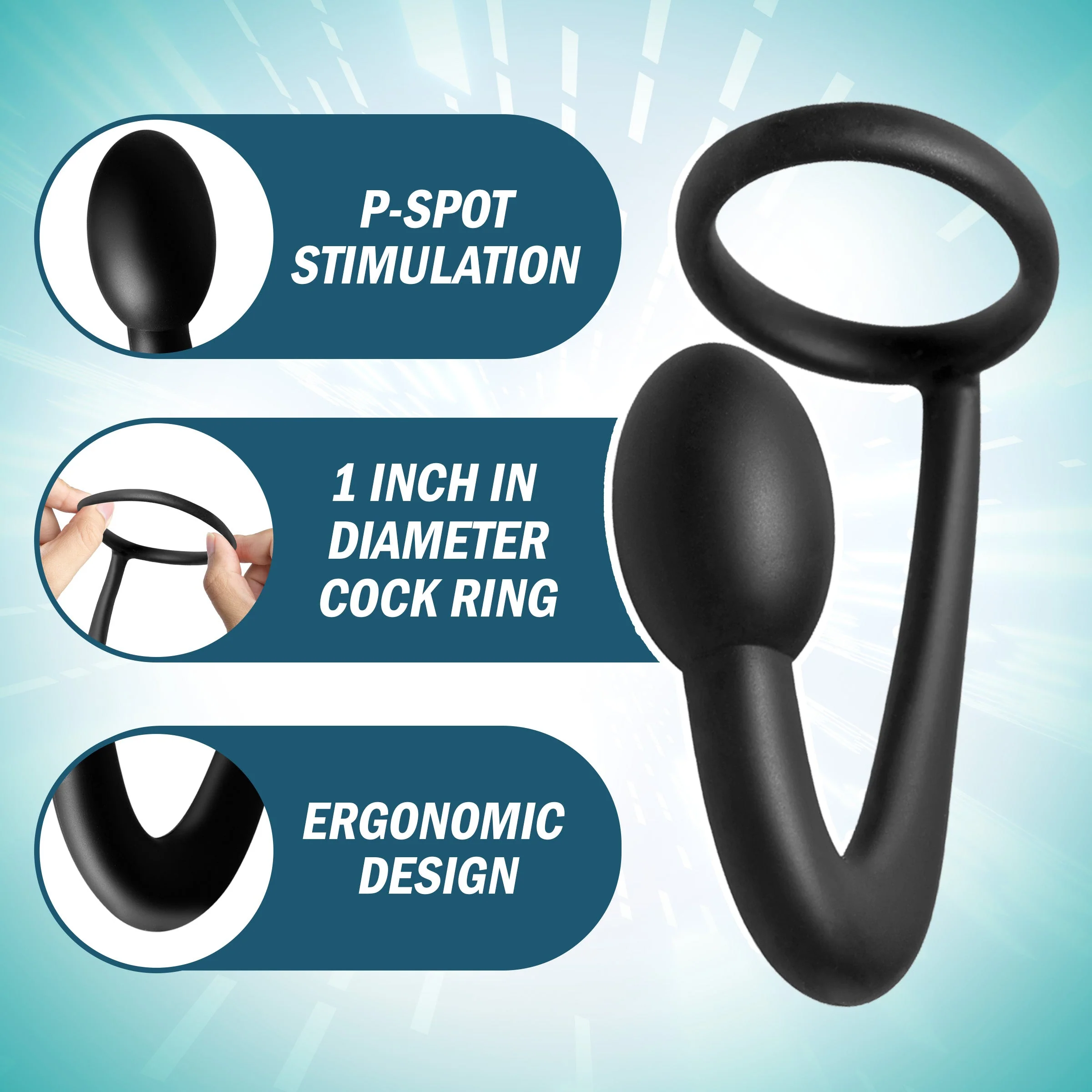 The Explorer Silicone Cock Ring and Prostate Plug - Image 3