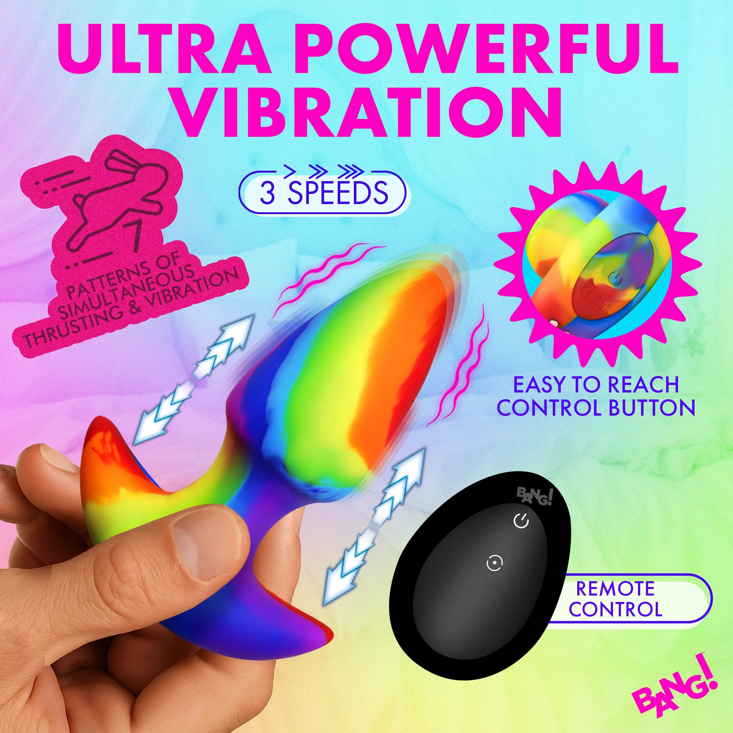 Thrusting and Vibrating Silicone Butt Plug - Image 4