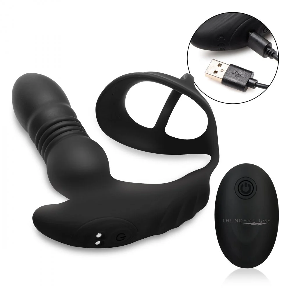 Thrusting Vibrator with Cock and Ball Ring and Remote - Image 4