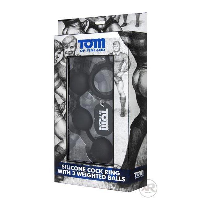 Tom of Finland Silicone Cock Ring with 3 Weighted Anal Balls - Image 4