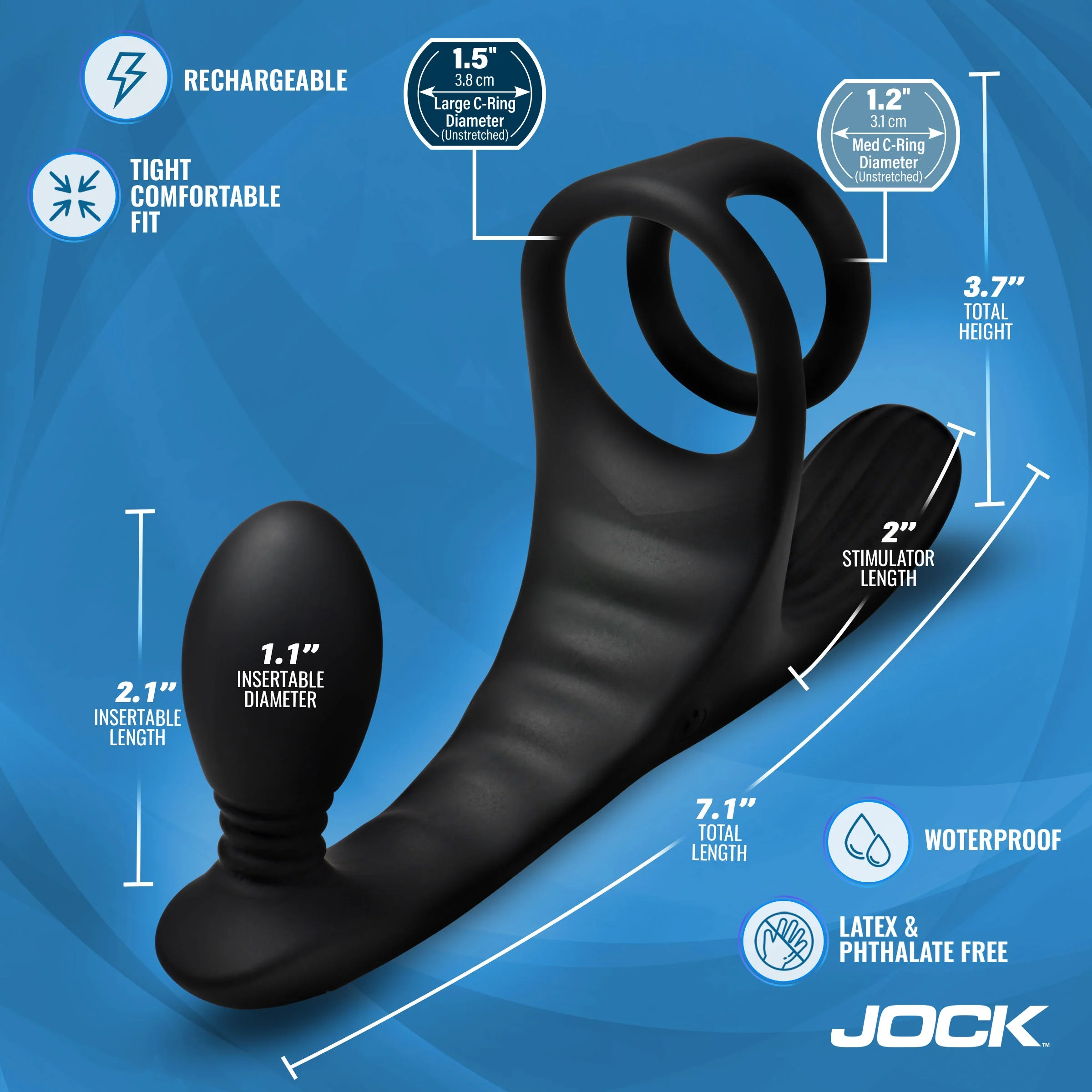 Triple Rush Vibrating C-Ring & Anal Plug w/ Remote - Image 4
