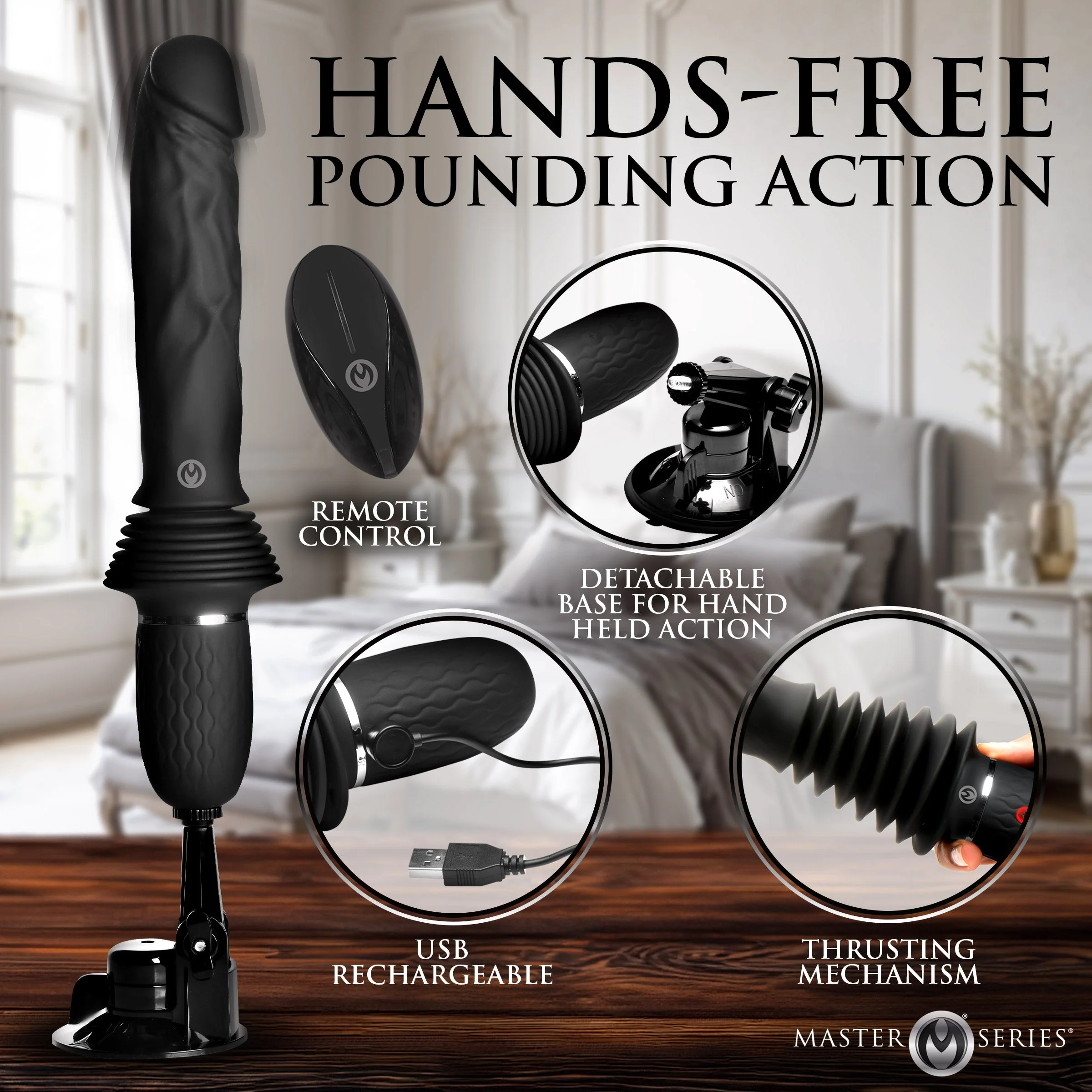 Ultimate Power Pounder Vibrating & Thrusting Silicone Dildo w/ Remote - Image 3