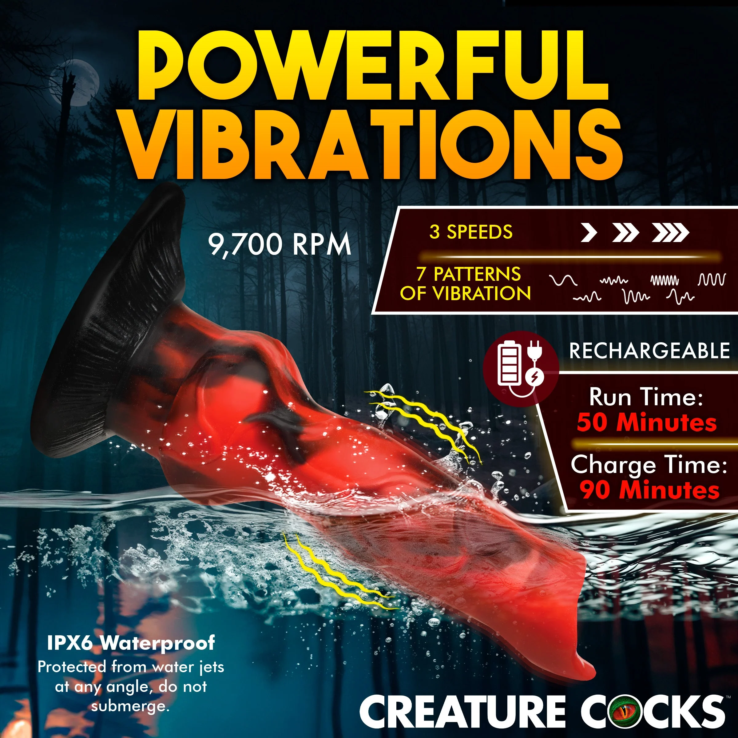 Vibra Beast Vibrating Silicone Dildo - Image 2
