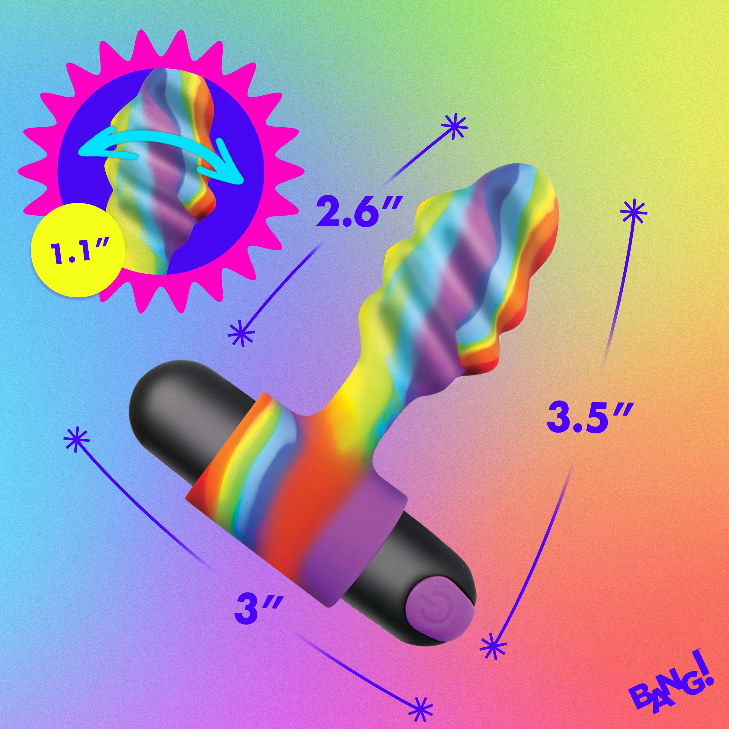 Vibrating Rainbow Butt Plug - Image 4