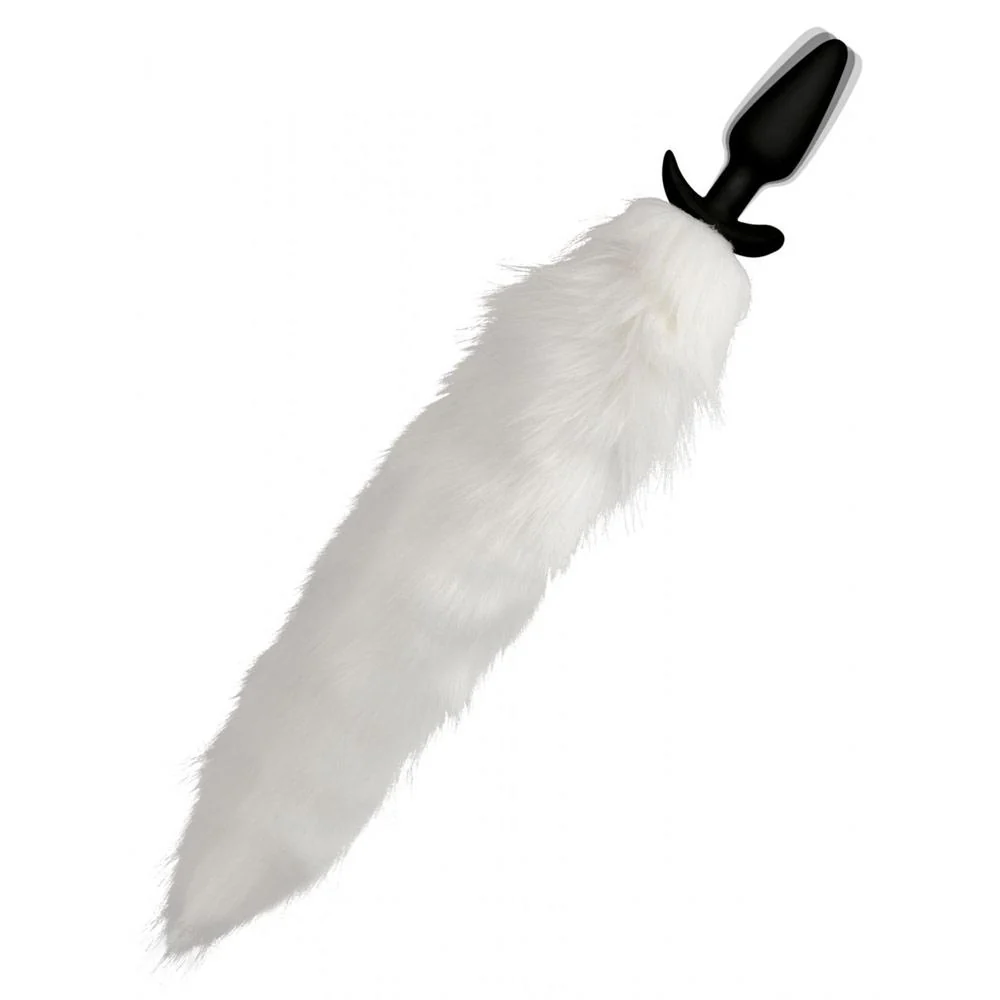 Vibrating White Fox Tail Slender Anal Plug - Image 3