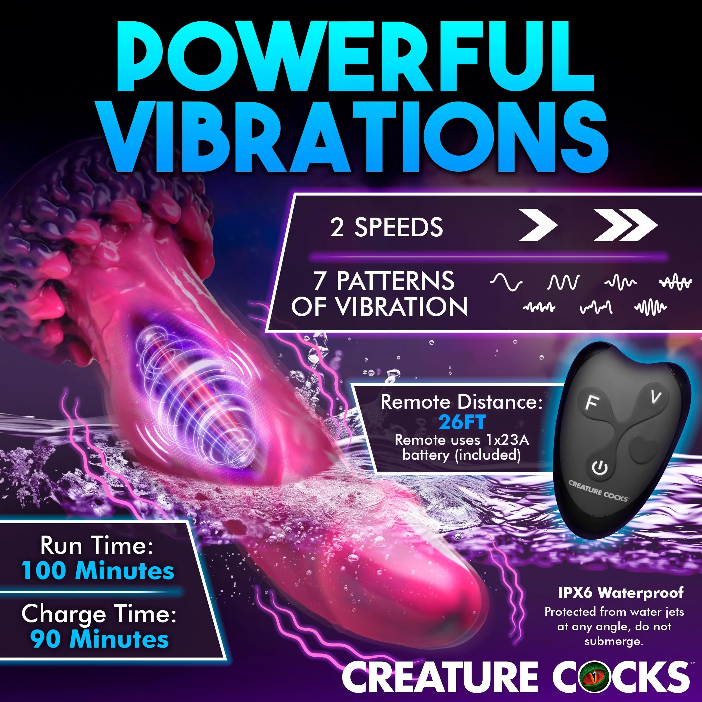 Xenox Vibrating Silicone Dildo with Remote - Image 8