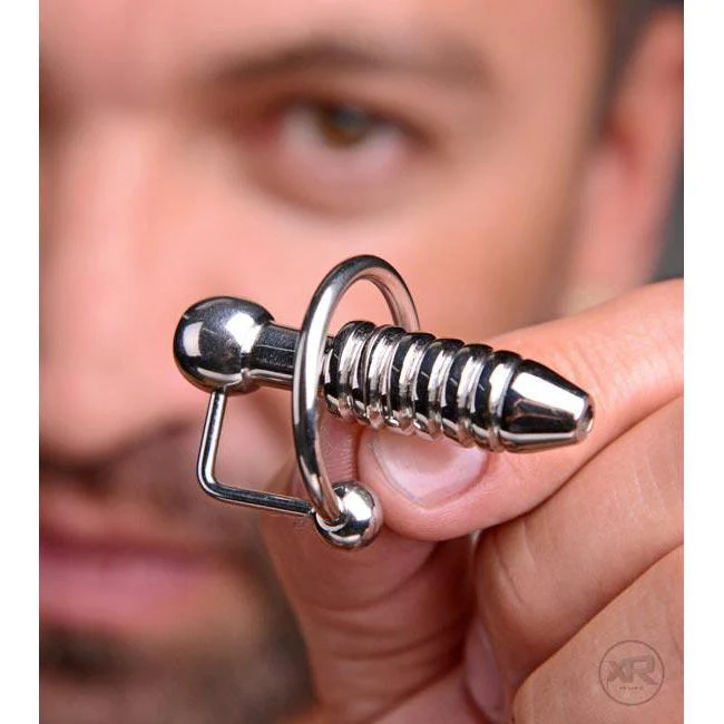 XL Ribbed Urethral Penis Plug with Hollow Core - Image 2